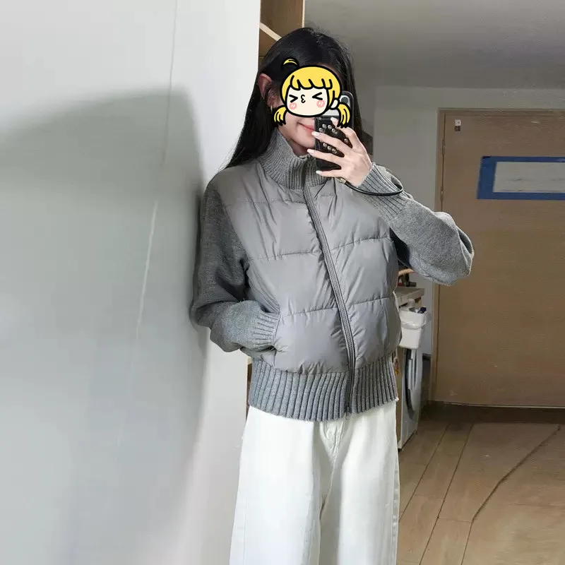 Women's Autumn Winter Tops Jackets Knitwear Patchwork Elegance Designer Cropped Warm New Minimalist Comfortable Casual Niche Fit