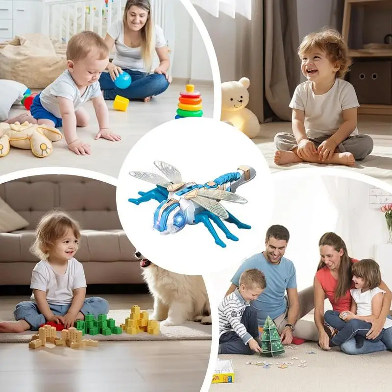 Libélula teledirigida de 2,4 Ghz, juguete de libélula RC para niños, Robot libélula con pulverizador y luces LED, Bot Musical realista RC