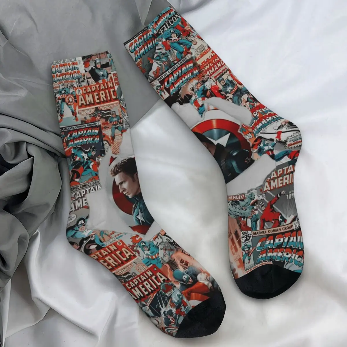 Captain American Socks Autumn Stockings Gothic Men's Medium Soft Socks Custom Running Sports Anti Skid Socks