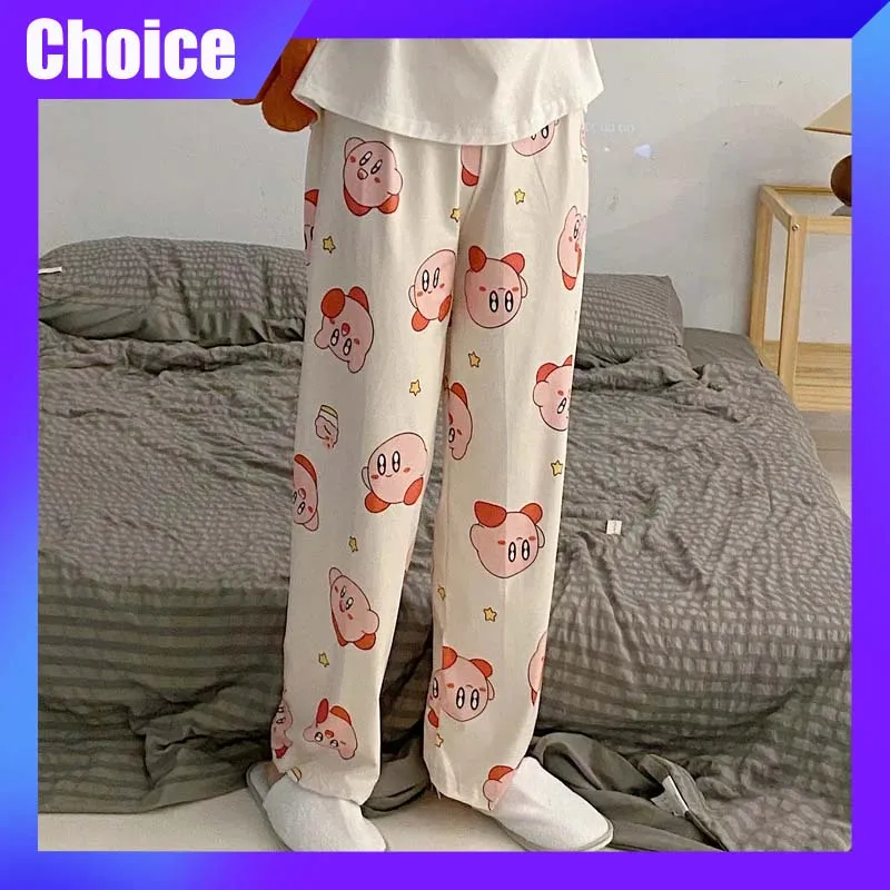 Anime Kirby Pajama Long Pant Cartoon Print Loose Trousers Women Sleep Bottoms Room Wear Girl Sleep Home Clothing Thin Gift Girl