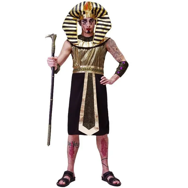 زي الهالوين القديم للرجال البالغين من King Par، ملابس أداء فرعون كبيرة الحجم، بدلة تنكرية لـ KTV Formal Ocns