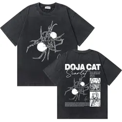 Washed Vintage Rapper Doja Cat Scarlet Graphic Print T-shirts Men Women Hip Hop Oversized Tshirt Male Fashion Short Sleeve Tees