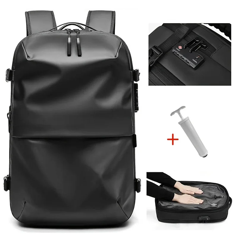 Expandable Waterproof Backpack for Travel, Anti-theft Password Lock Laptop Bag, Large Capacity Business Weekender Rucksack
