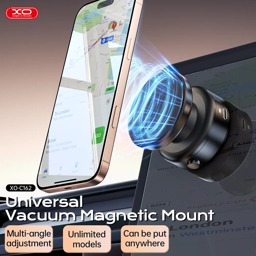 

XO-C166 360° Rotatable Car Magnetic Vacuum Wireless Charger Phone Holder Charging Bracket Dashboard For iPhone Samsung Xiaomi