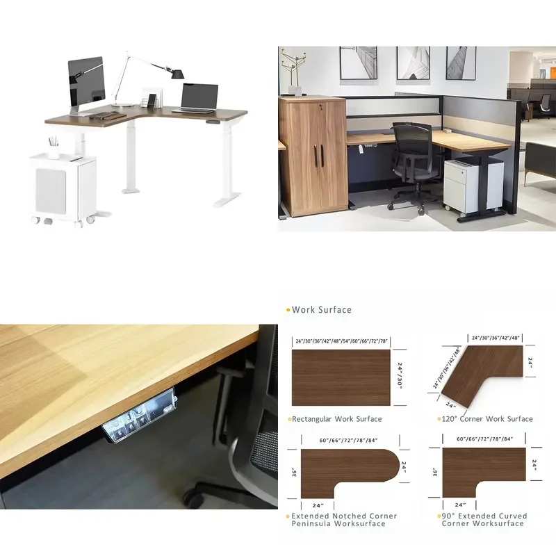 L Shaped Smart Sit-Stand Desk for Office & Home Adjustable Height Computer Laptop Table by Standing