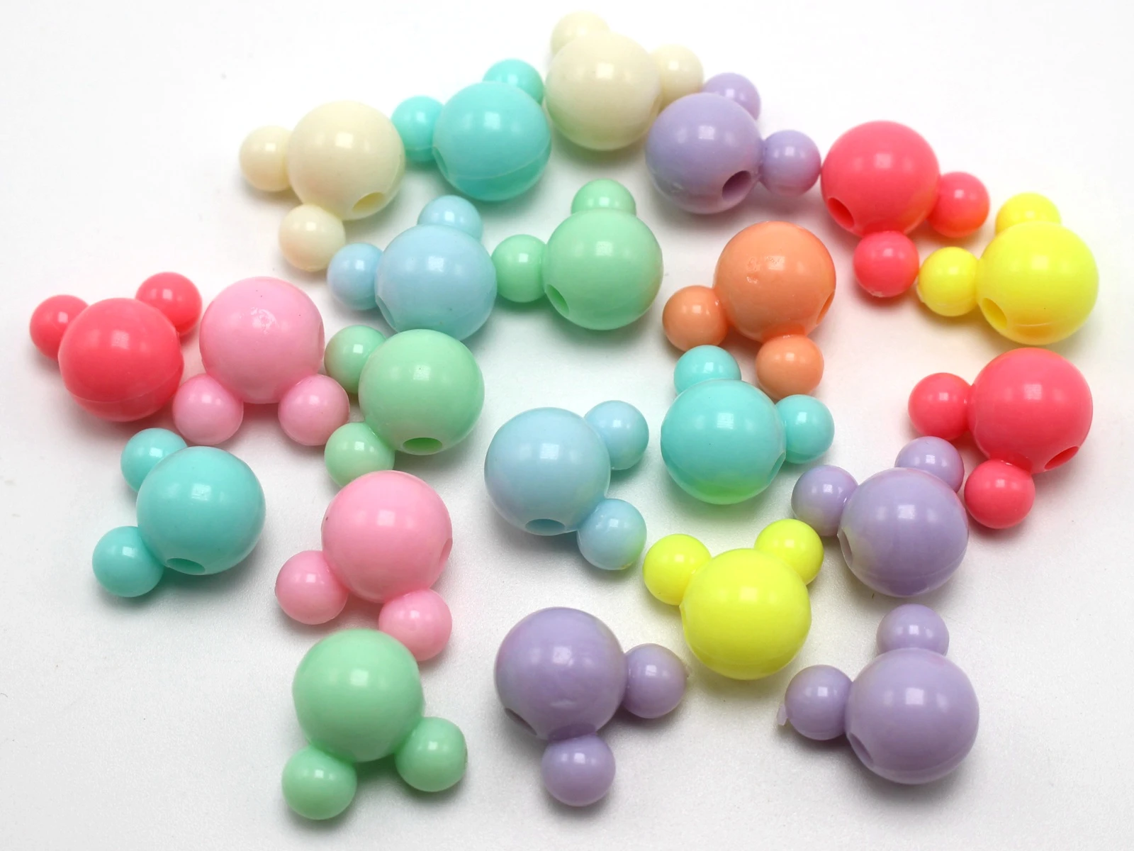 50 Mixed Pastel Color Acrylic Various Star Mouse Pony Beads for Kids Craft Kandi Bracelet