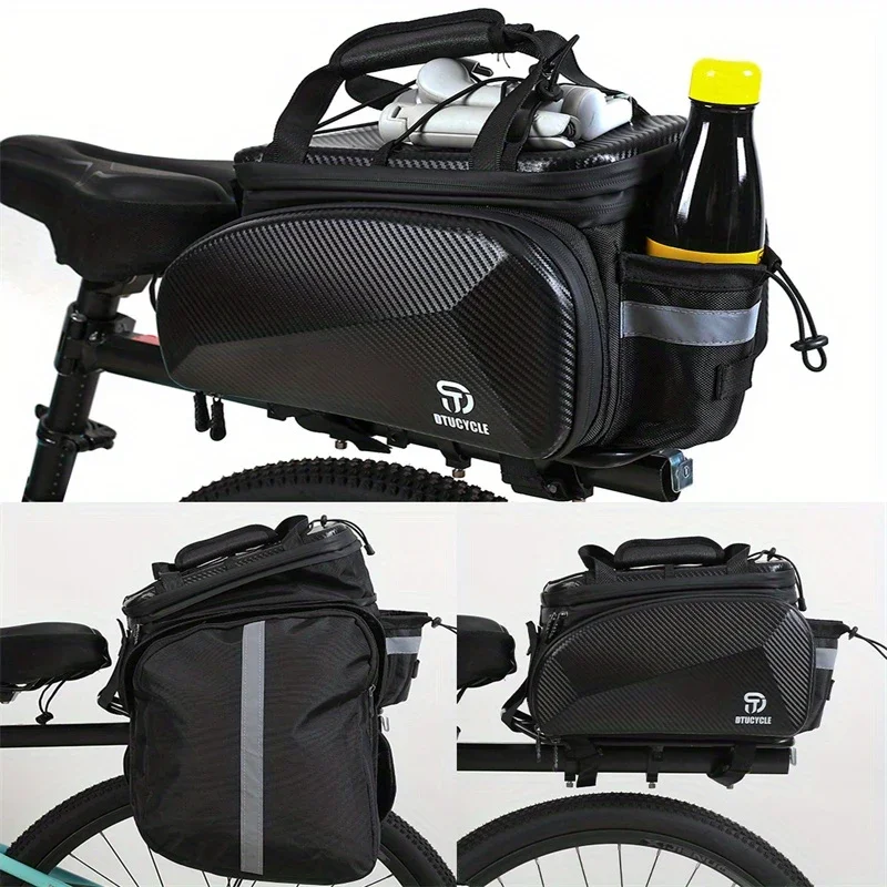 

35L Bike Rear Carrier Bag Hard Shell Rainproof Cycling Rear Rack Bag Reflective Bicycle Rear Luggage Rack Bag