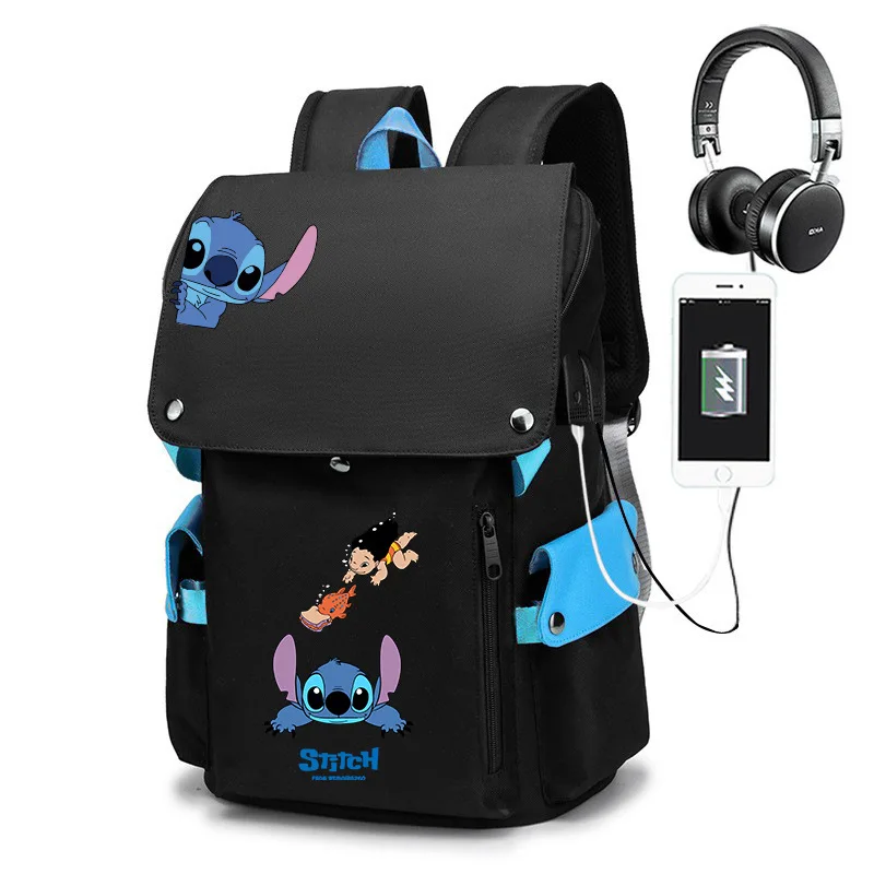 Imagem -03 - Disney Stitch Cartoon Schoolbag Mochila Estudantil de Grande Capacidade Estudante do Ensino Médio Estilo Coreano Estrela