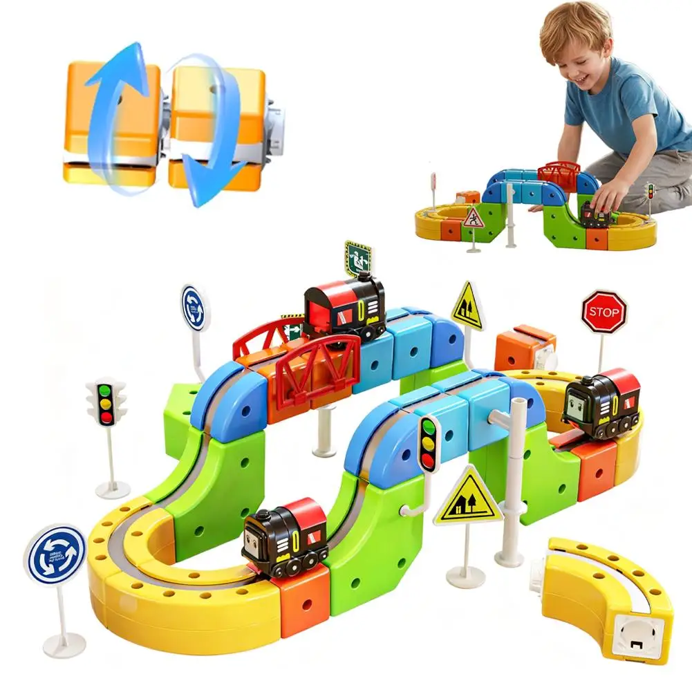 Children Magnetic Rail Car Cube Toys DIY Building Blocks Educational Toy Magical Track Train Construction Kids Christmas Gifts
