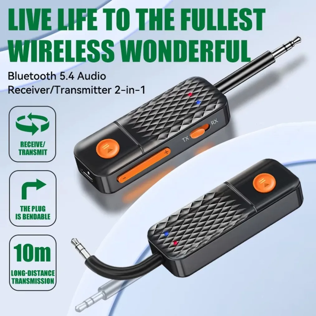 

2 in 1 Bluetooth 5.4 Receiver Transmitter Wireless Adapter 3.5mm Jack For Car Music Audio Receiver Aux Headphone Handsfree