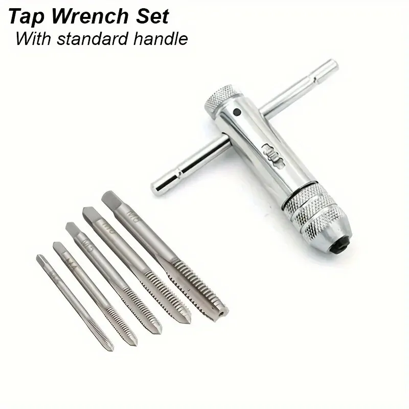 Adjustable T-Handle Ratchet Tap Reamer Hand Manual Holder Wrench M3 M4 M5 M6 M8 Metric Machine Screw Thread Plug T-shaped Tool