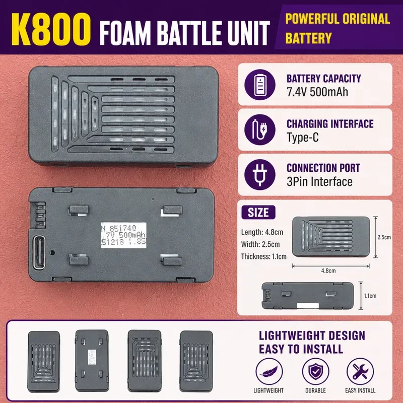 for K800 600 300MAX Drone Lithium Battery Accessories 3.7V Competition Training Student Model Aircraft Components