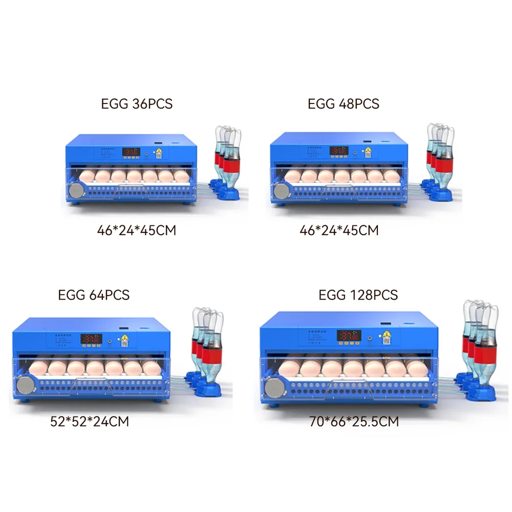 New Upgrade Dc Ac Power 36 48 64 128 Eggs Hatcher Couveuse Oeuf Automatic Hatching Machine Chicken Eggs Incubators For Farming