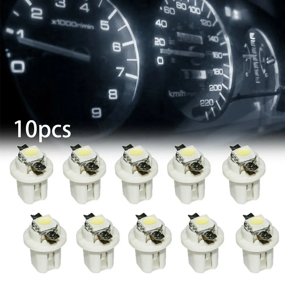 

10Pcs Car LED Dashboard Dash Lamp Instrument Light Bulbs Dashboard Instrument Cluster Light T5 B8.5D White Signal Lamp 15.5mm