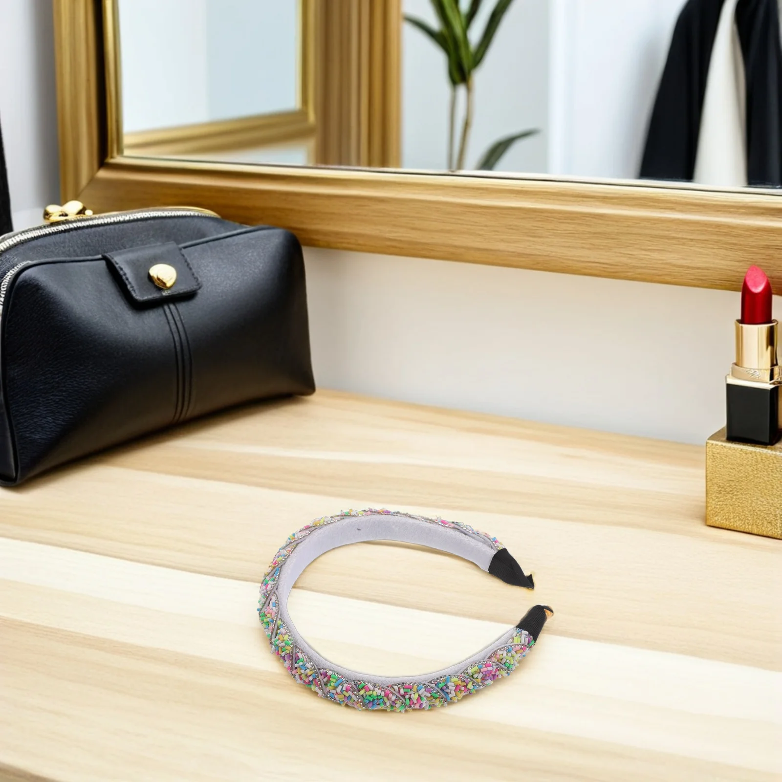 

Повязка на голову ярких цветов с радужными бисером, толстая мягкая повязка для волос в виде пончика, вечерние, повседневные, праздничные, сверкающие стразы, волосы для девочек и женщин