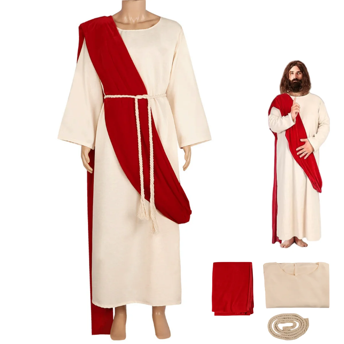 

Middle Ages Roman Priest Monk Christ Cosplay Costume Anicent Greek Clergy Robe Catholic Outfit for Adult Men Halloween Suit