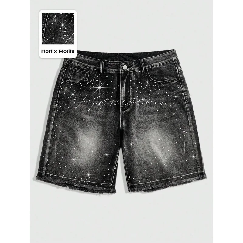 

Rhinestone Denim Shorts Sparkling Diamond Women's Jeans Cross-Border Fashion Spring 2026 High Waist Slim Fit Denim Shorts