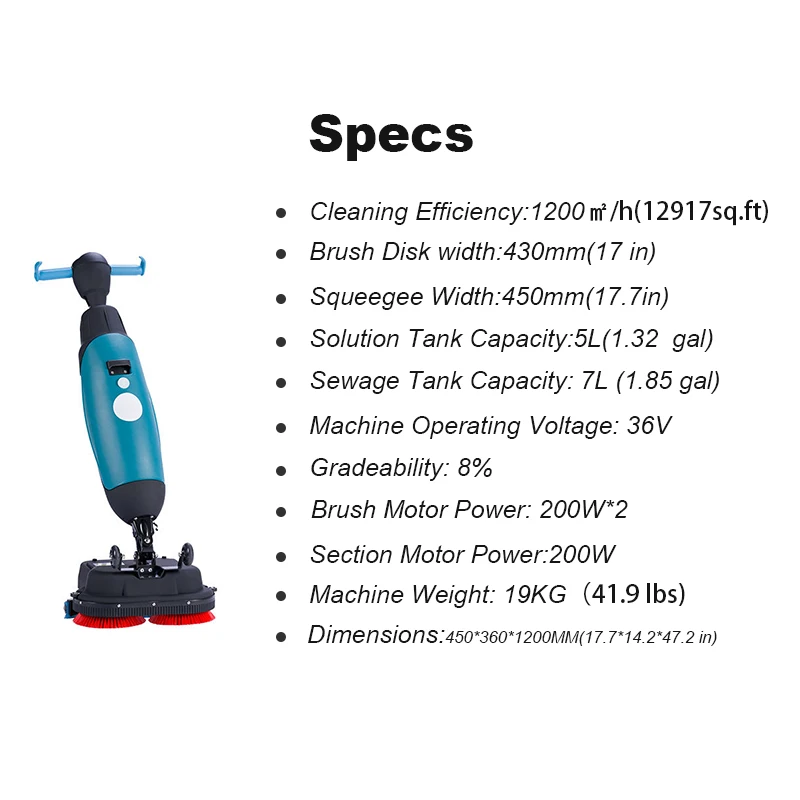 36 В легкий коммерческий электрический очиститель, новая поверхность бетонной плитки, ручной скребок для пола, складной и полированный