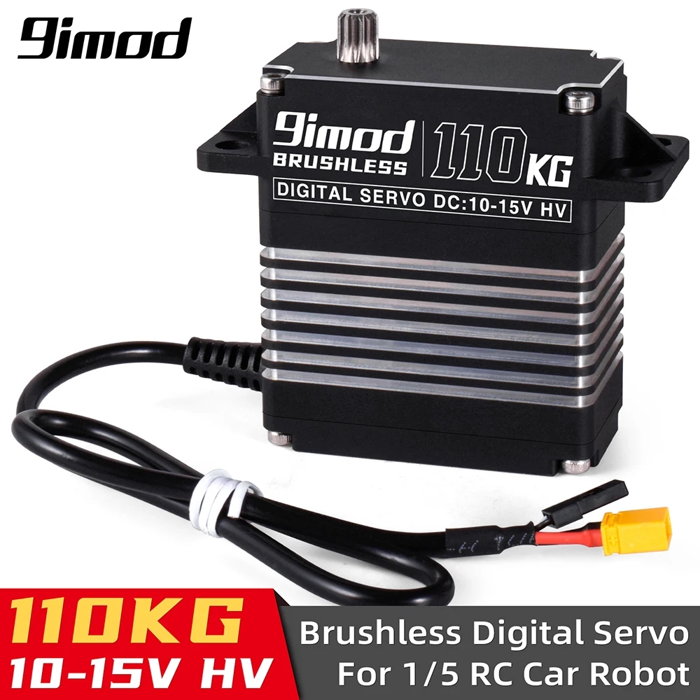 

9IMOD Digital Servo 110Kg High Torque Waterproof Brushless Motor HV 10-15V Metal Gear with 15T Servo Horn for 1/5 RC Car Robot