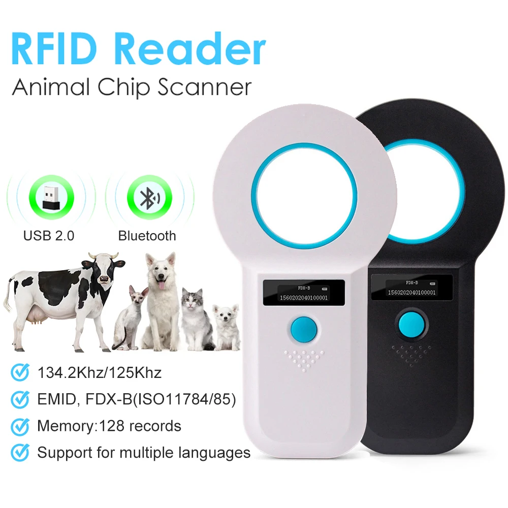 portatil wifi animal tag reader bluetooth pet chip scanner microchip cao gato vaca ovelhas rfid 1342khz 125khz emid 24g 01