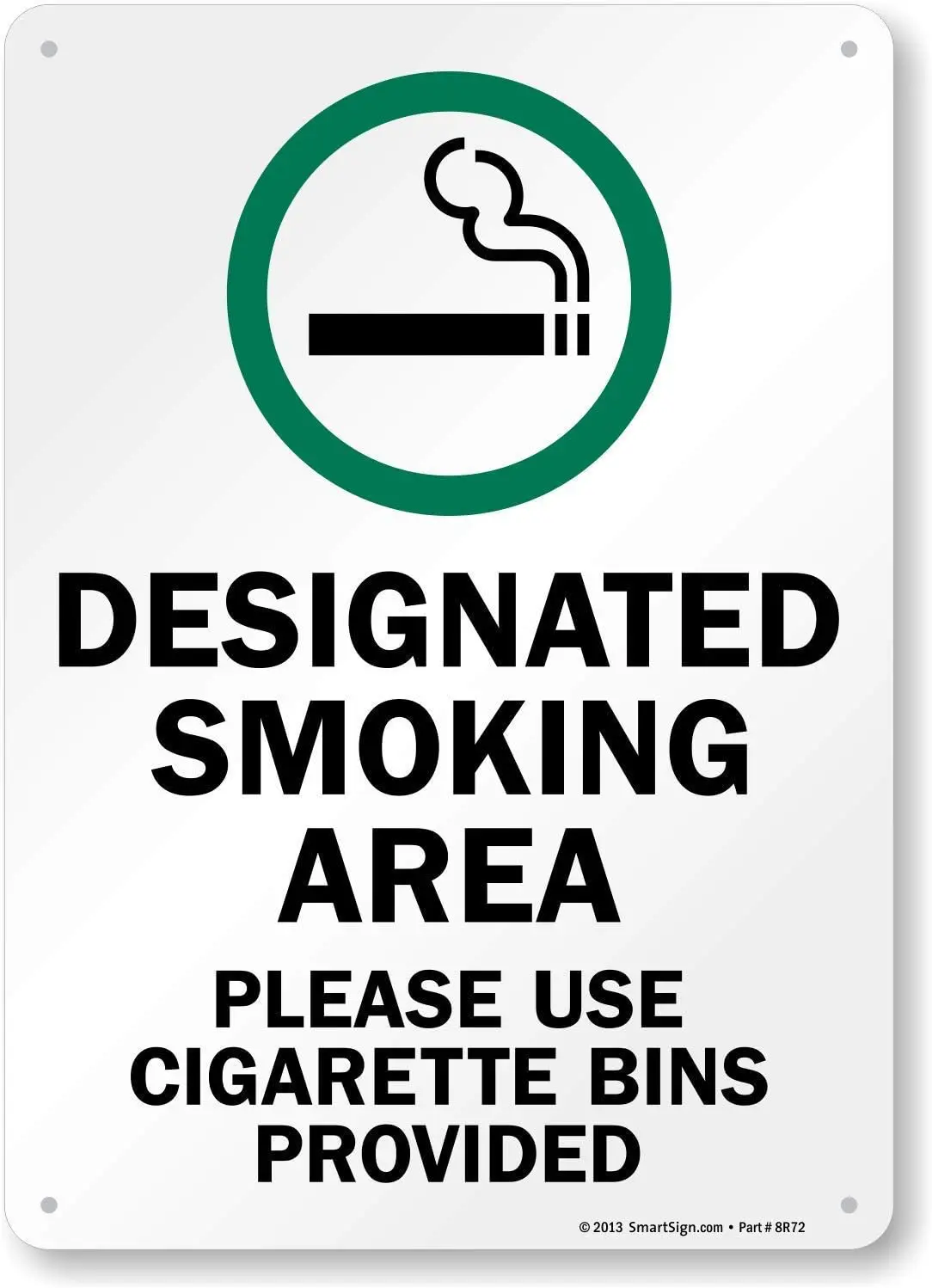 Unoopler Designated Smoking Area, Please Use Cigarette Bins Provided Sign 8