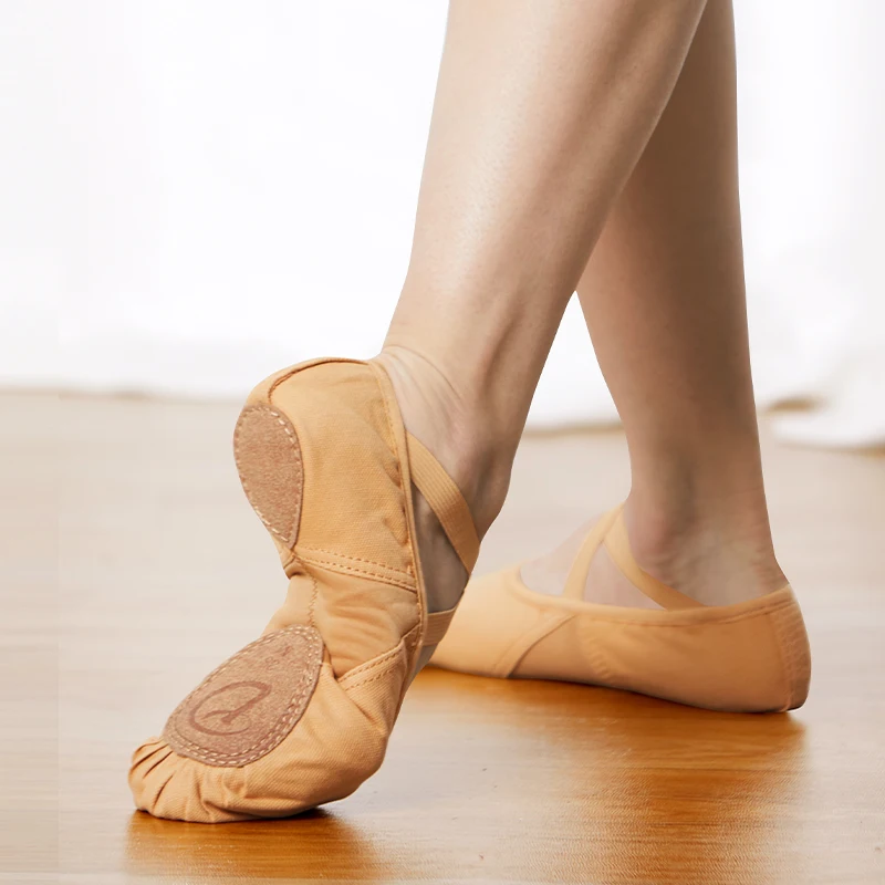 Chaussures de Ballet pour filles et femmes, pantoufles de danse en tissu élastique, ballerines d'entraînement, semelle souple fendue pour la danse