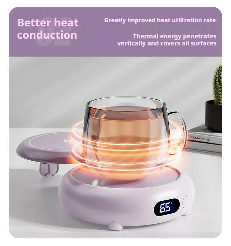 Cup warmer with phone wireless charging, precise temperature control, intelligent timing, suitable for various scenarios