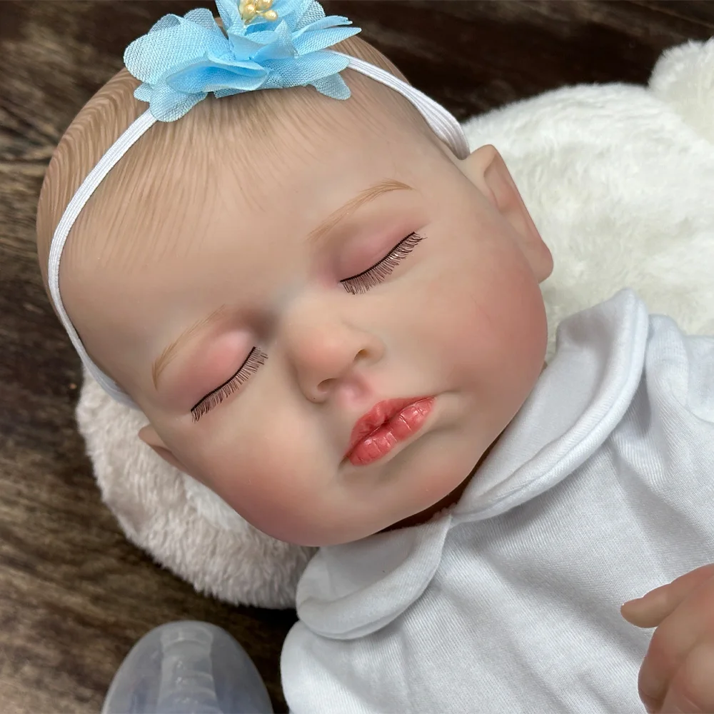 Boneca bebê reborn de 20 polegadas, boneca realista de vinil em PVC com expressão realista fofa, cabelo pintado à mão e corpo postável, inclus