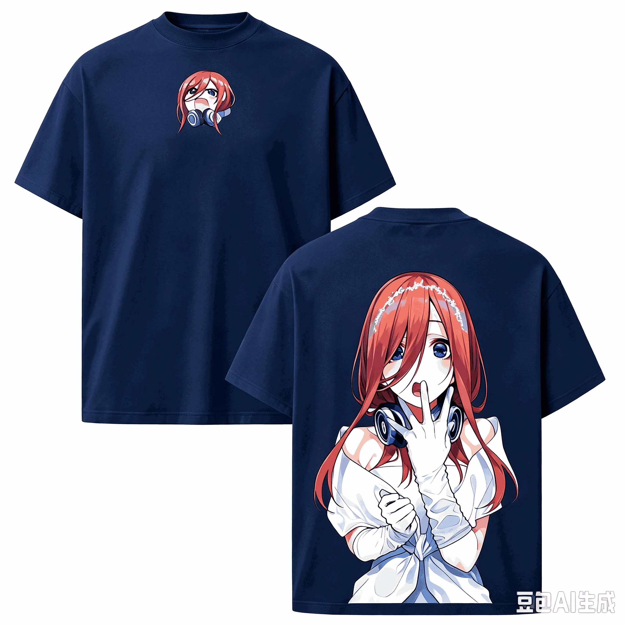 Hot Sale Anime The Quintessential Quintuplets Miku Nakano Print T-Shirt Unisex Crew Neck Casual T Shirt Harajuku Round Tshirt