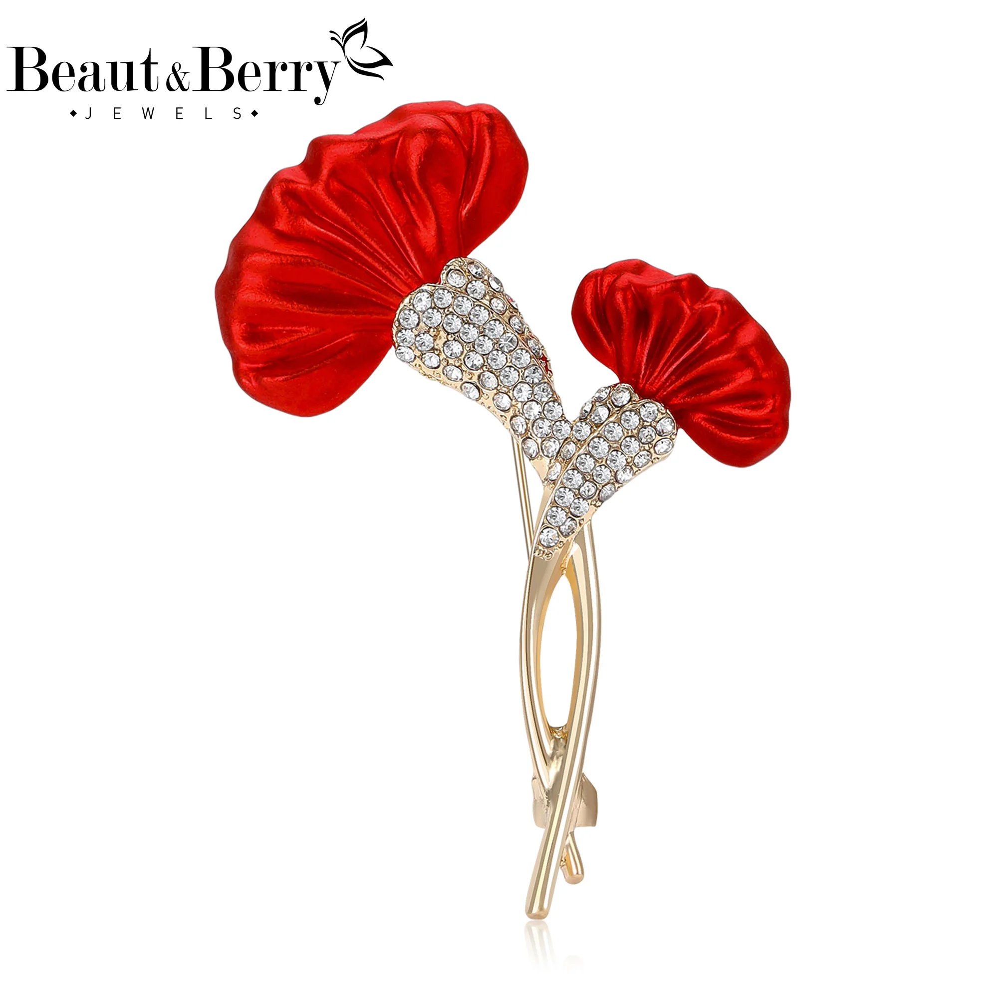 Beaut&Berry Luxury Carnation Flower Brooches for Women Plant Pins Casual Party Friends Accessories New Fashion Gifts Decoration