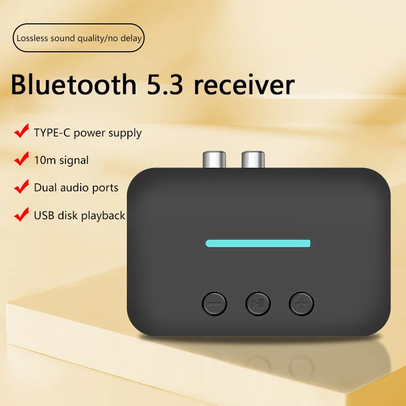 محول استقبال الصوت USB بلوتوث 5.3 موسيقى ستيريو لاسلكية 3.5 مللي متر AUX R/L RCA يدعم تشغيل U-القرص لمكبر الصوت المكتبي أمبير