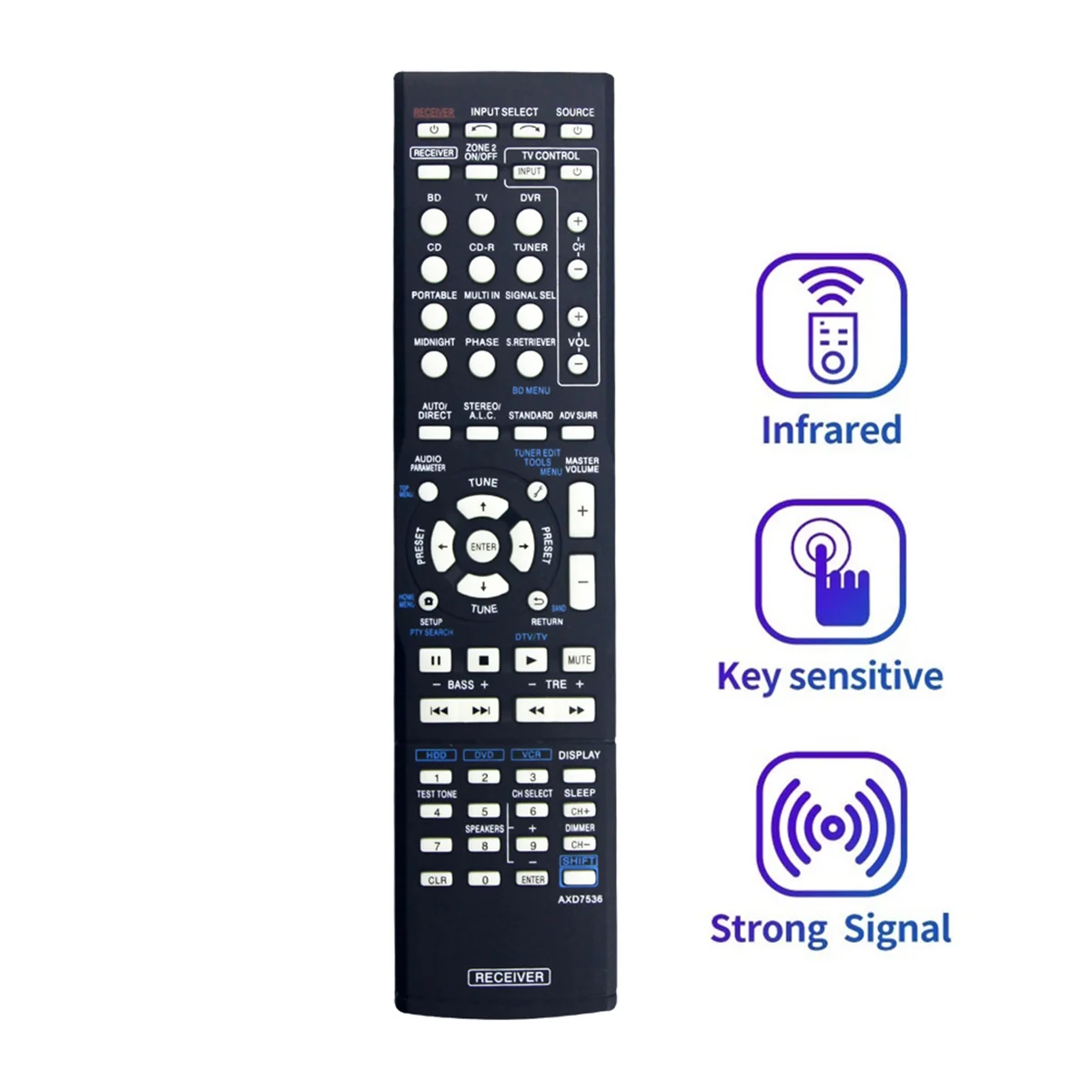 Replace Axd7536 Remote Control for Pioneer Av Receiver Axd7517 Axd7621 Axd7501 Vsx-524-K Axd7536