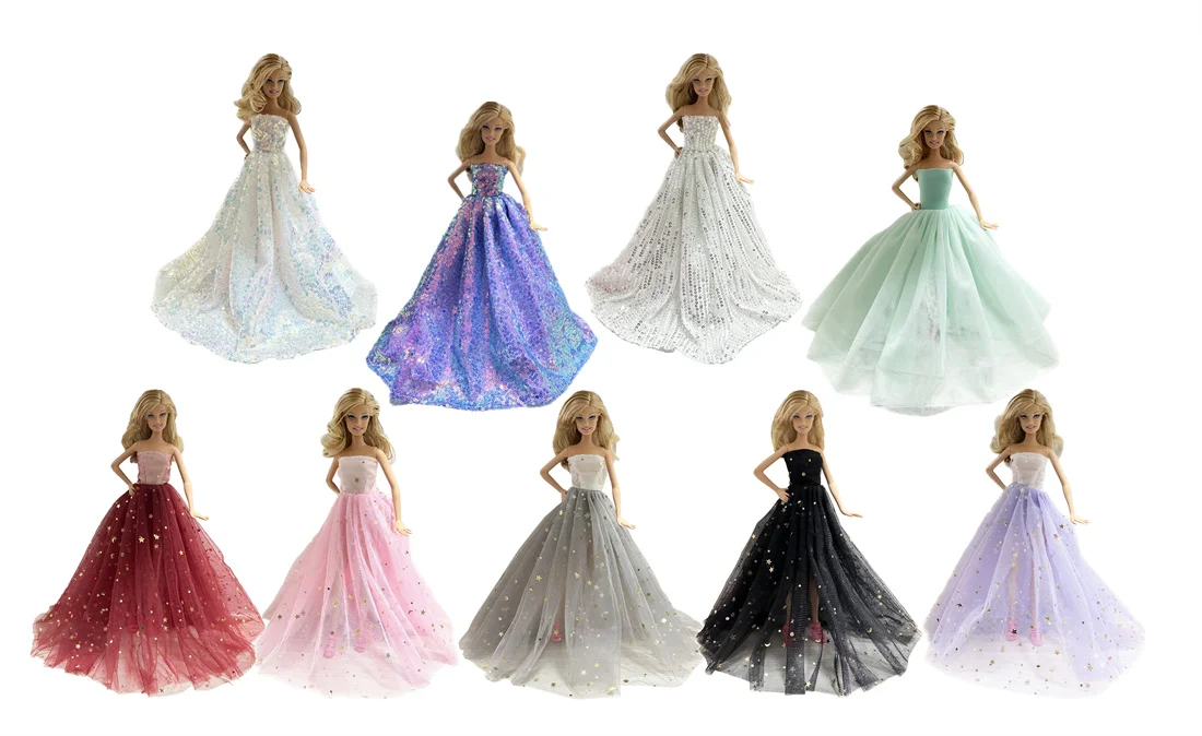 1 Juego de accesorios de muñeca de tela, vestido de princesa + zapatos para muñeca Barbie de 30cm y 11 pulgadas, regalo de cumpleaños para niños o