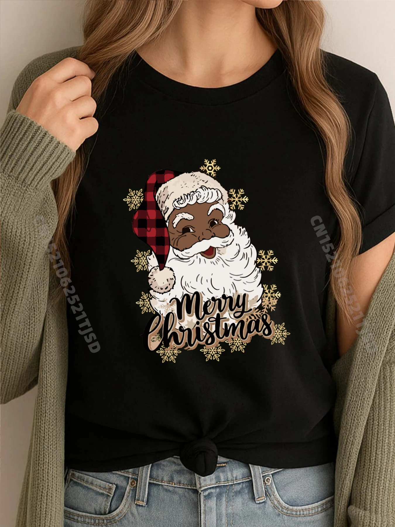 

African American Christmas Pajamas Santa Claus Christmas Pj Streetwear Mans Men's Shirt Man Tops Tees
