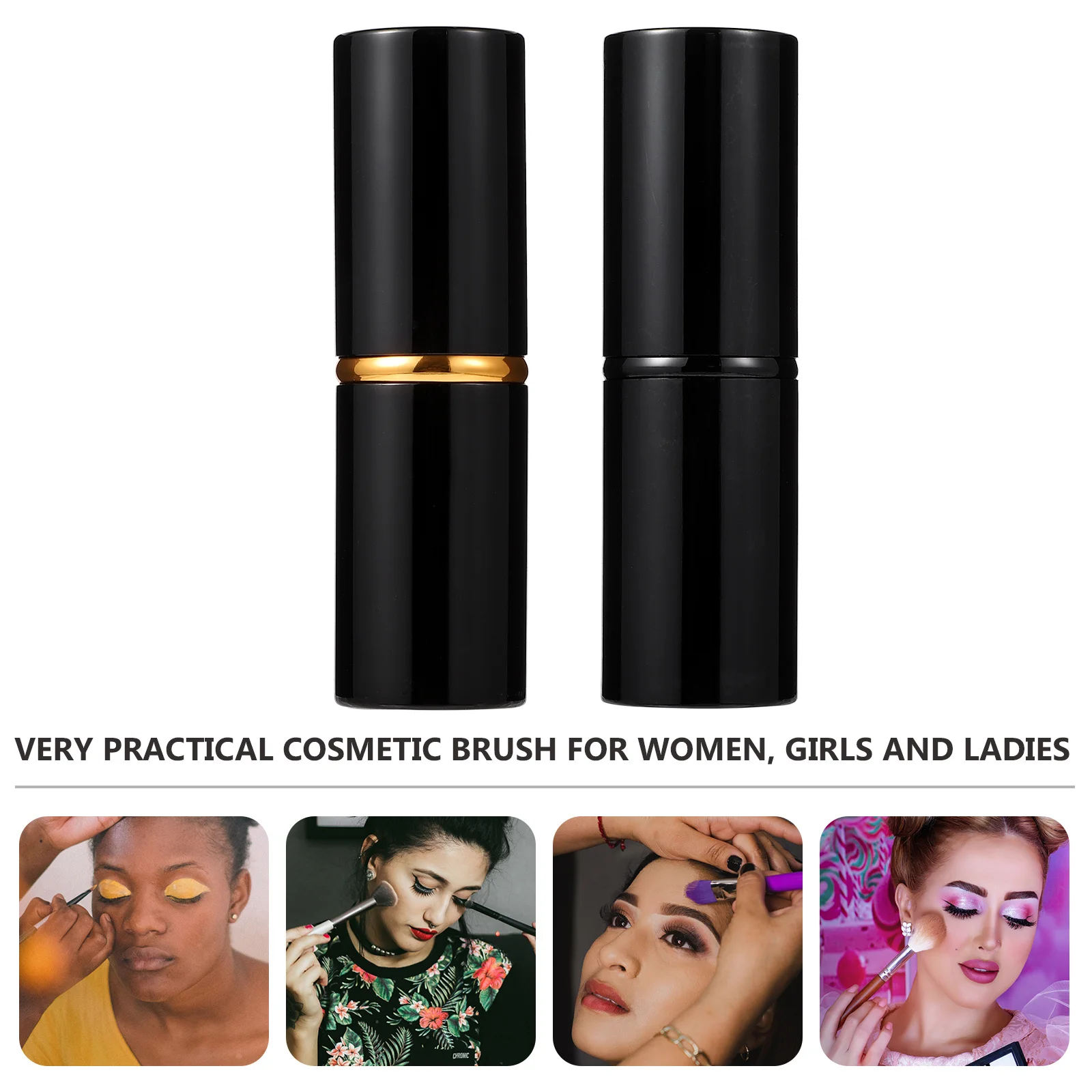 

2Pcs Powder Brush Set Portable Makeup Beauty Brushes Comfortable Blush Eyeshadow Cosmetics Brush for Daily Travel