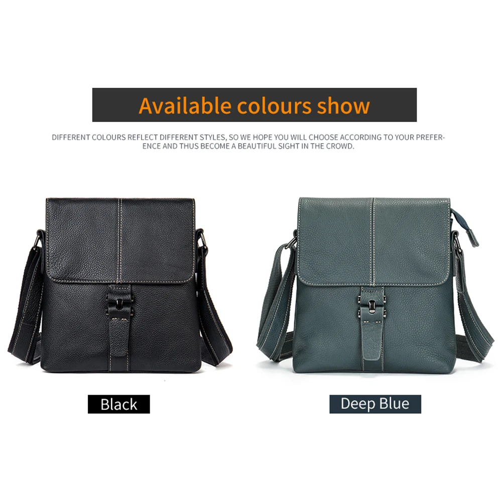 WESTAL Shoulder Bag Husband Genuine Leather Messenger Crossbody Bags Casual Black Side Sling Bags For 9.7 Inch Tablet 8835