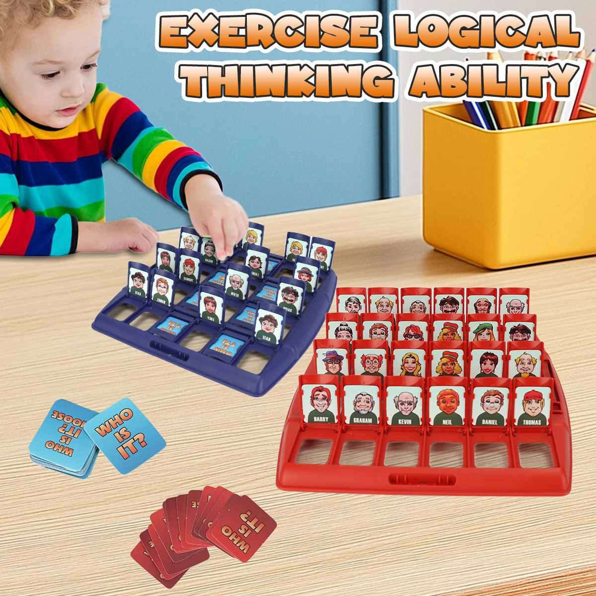 Juego de mesa Guess Who, juego clásico de deducción lógica familiar para 2 jugadores, juguete interactivo para padres e hijos con tarjetas de personajes