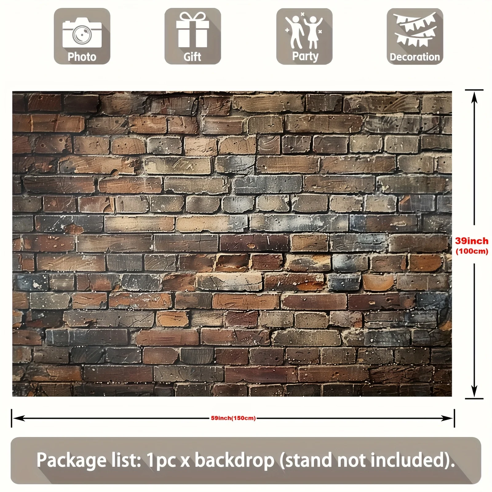 Vibrant retro brick wall Polyester photographic background - durable and wrinkle resistant for portrait photography studios