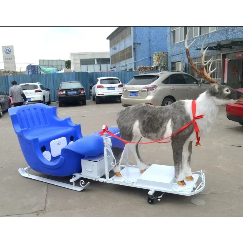 2024 Plastic Snow Sledge Christmas Sled For Children Outdoor Christmas Deer Pull Sledge On Snow And Ice