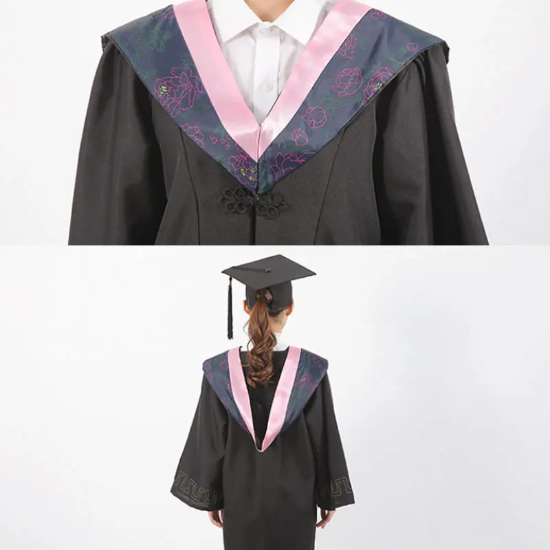 Vestido de graduação boné tassel conjunto para o uniforme do ensino médio cosplay estudante universitário acadêmico unissex bacharel robe manga longa