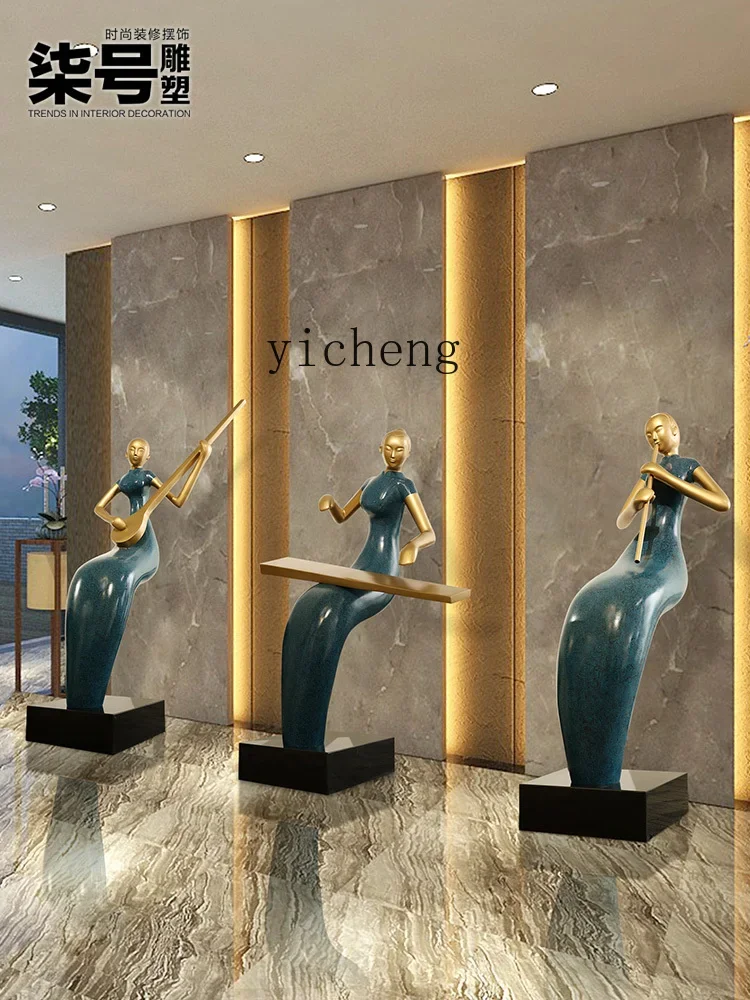 

TQH hotel lobby lady ornament welcome figure sculpture large floor-to-ceiling sales office entrance aisle decorative artwork