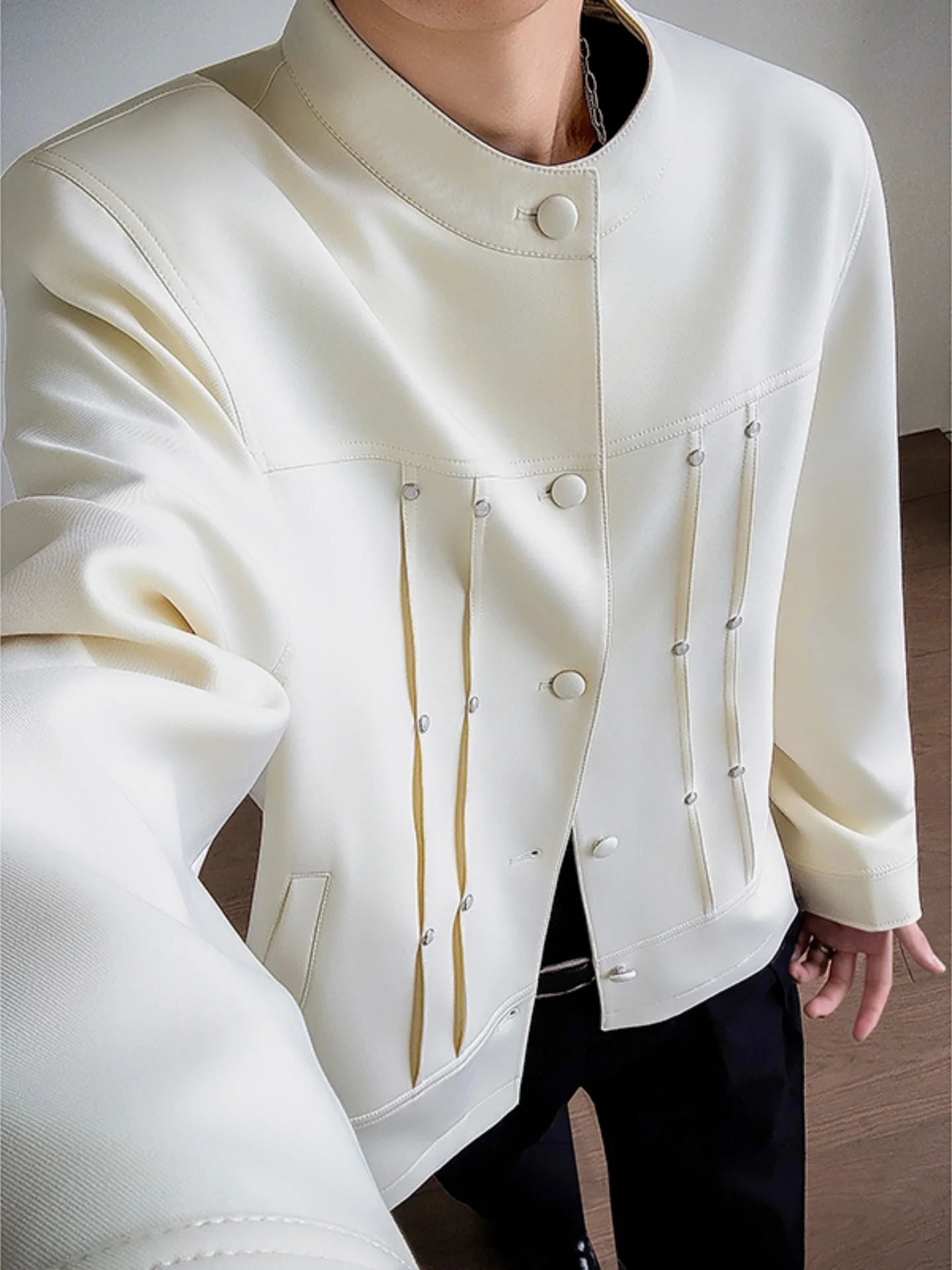 

Мужской пиджак с подплечниками, повседневный, с заклепками, модный, осенний, премиум-класса, для активного отдыха, ежедневных поездок и путешествий