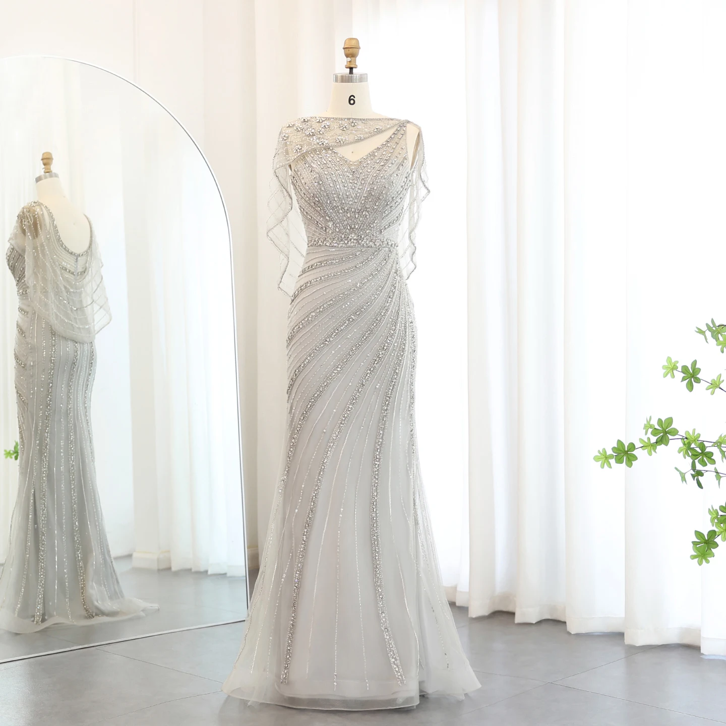 Sharon Said-vestido de noche árabe de sirena de Dubái con capa, vestido Formal de graduación con cuentas de lujo para mujer, fiesta de boda SS122 personalizado