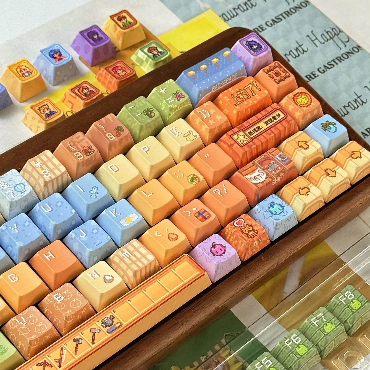 136 Keys Stardew Valley Theme Keycap Chreey PBT Five-side Dye-Sub High Value Personality Creative Mechanical Keyboard Keycaps