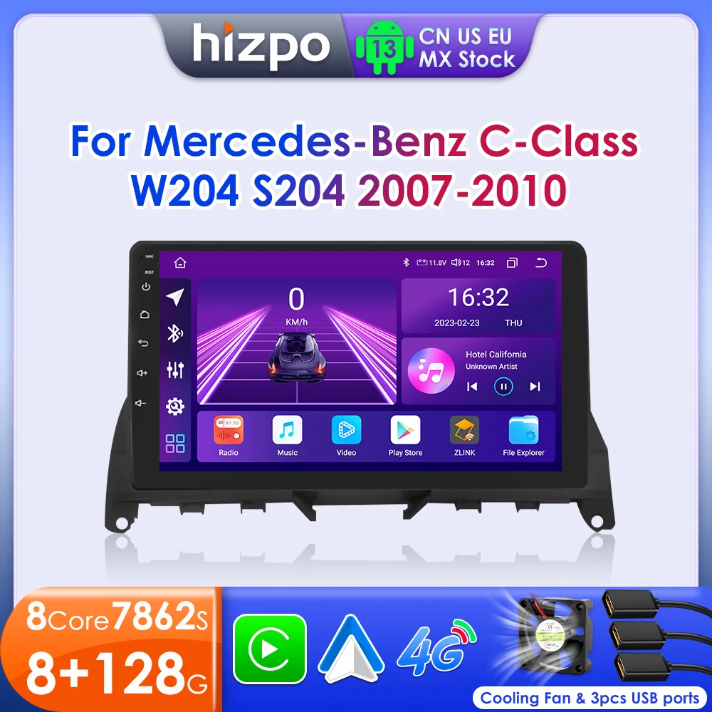 Hizpo Android Car Multimedia For Mercedes Benz C-Class W204 S204 2007-2010 Player Radio Navigation Stereo Carplay Autoradio GPS