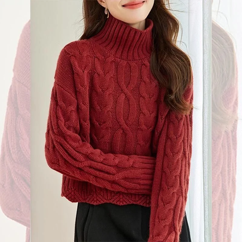 

Autumn Winter Fashion Sweater Women Autumn Winter twist Loose Knitted Pullover Sweater Female Korean Jumper Ladies Short Tops
