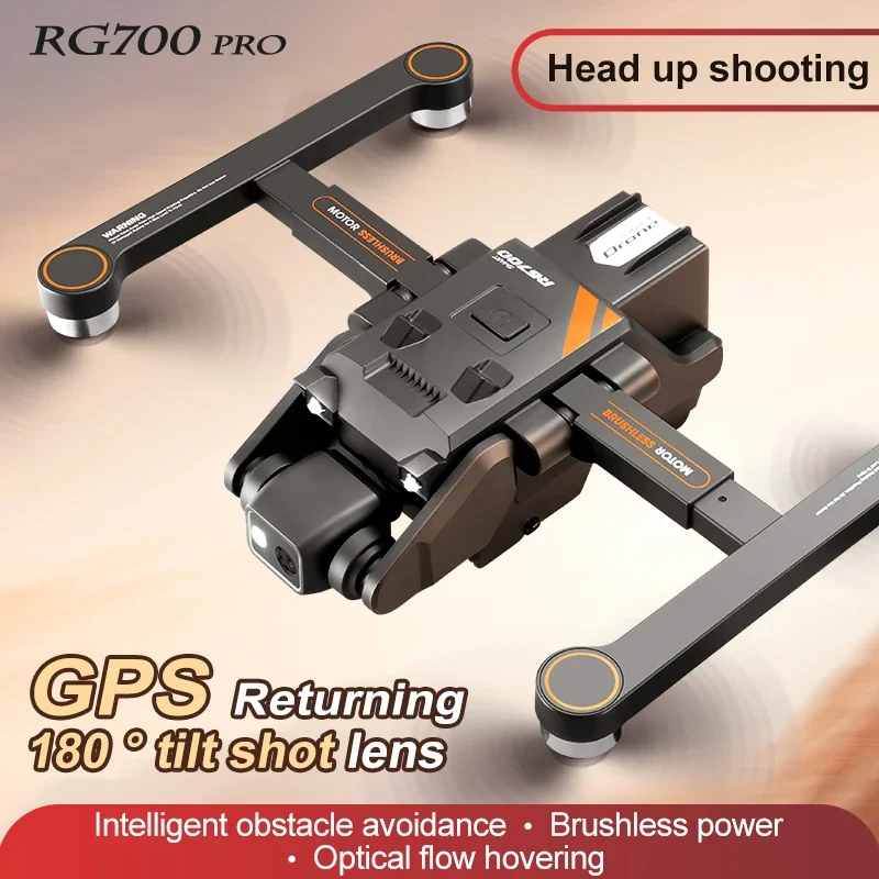 RG700PRO 8K GPS Drone Profesjonalny podwójny aparat HD 5G Wifi Unikanie przeszkód Bezszczotkowy składany quadcopter 3 baterie Samolot RC