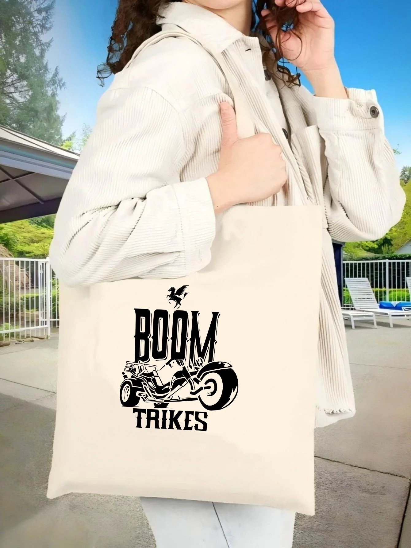 

Сумка-тоут BOOM TRIKES 2026: Новинка, унисекс, из холщовой ткани, вместительная, прочная, многоразовая, многофункциональная, на плечо, для повседневного использования/путешествий