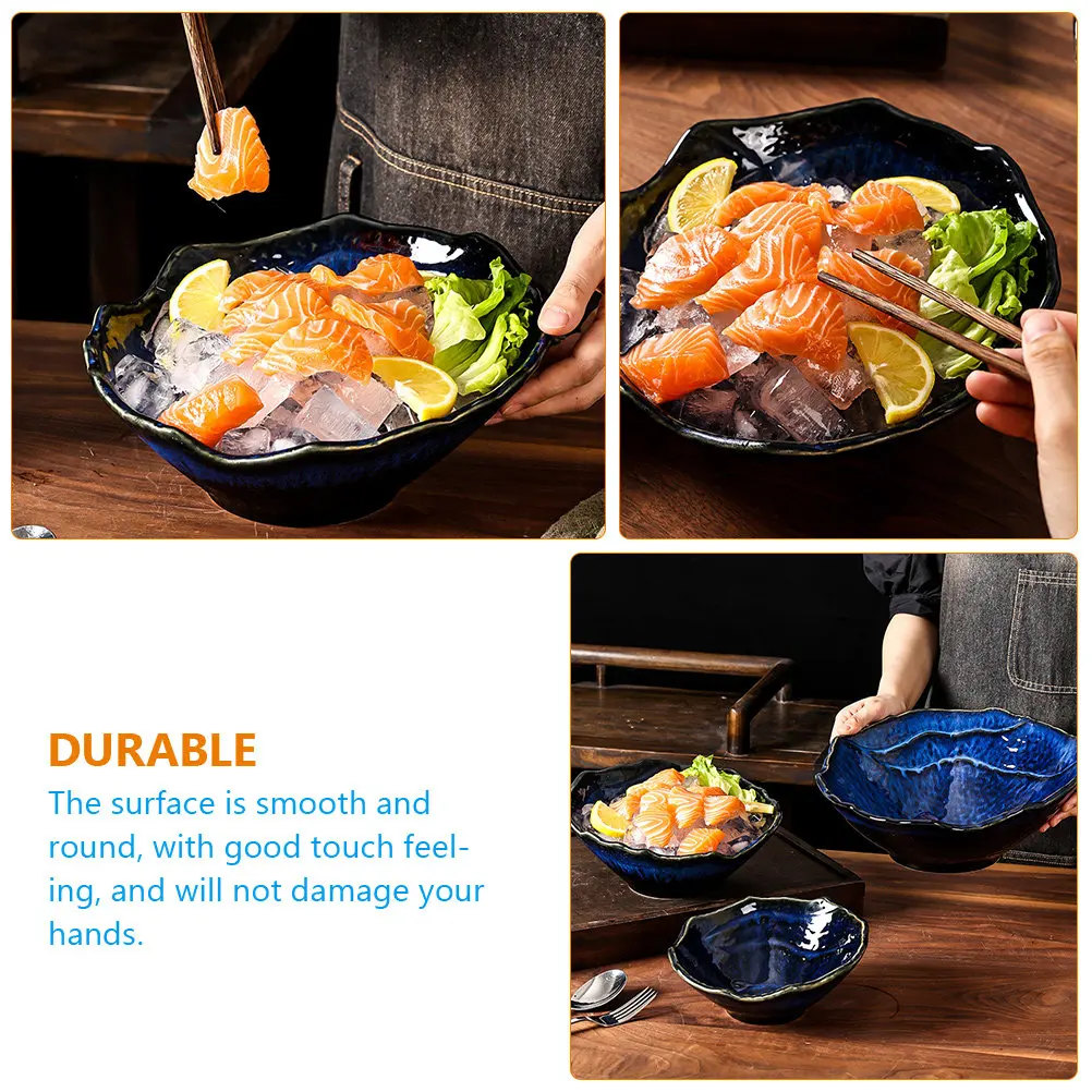 

Керамическая сервировочная миска в японском стиле, многофункциональная, для салатов и супов, для домашнего использования, многоразовая, удобная, аксессуар для столовой