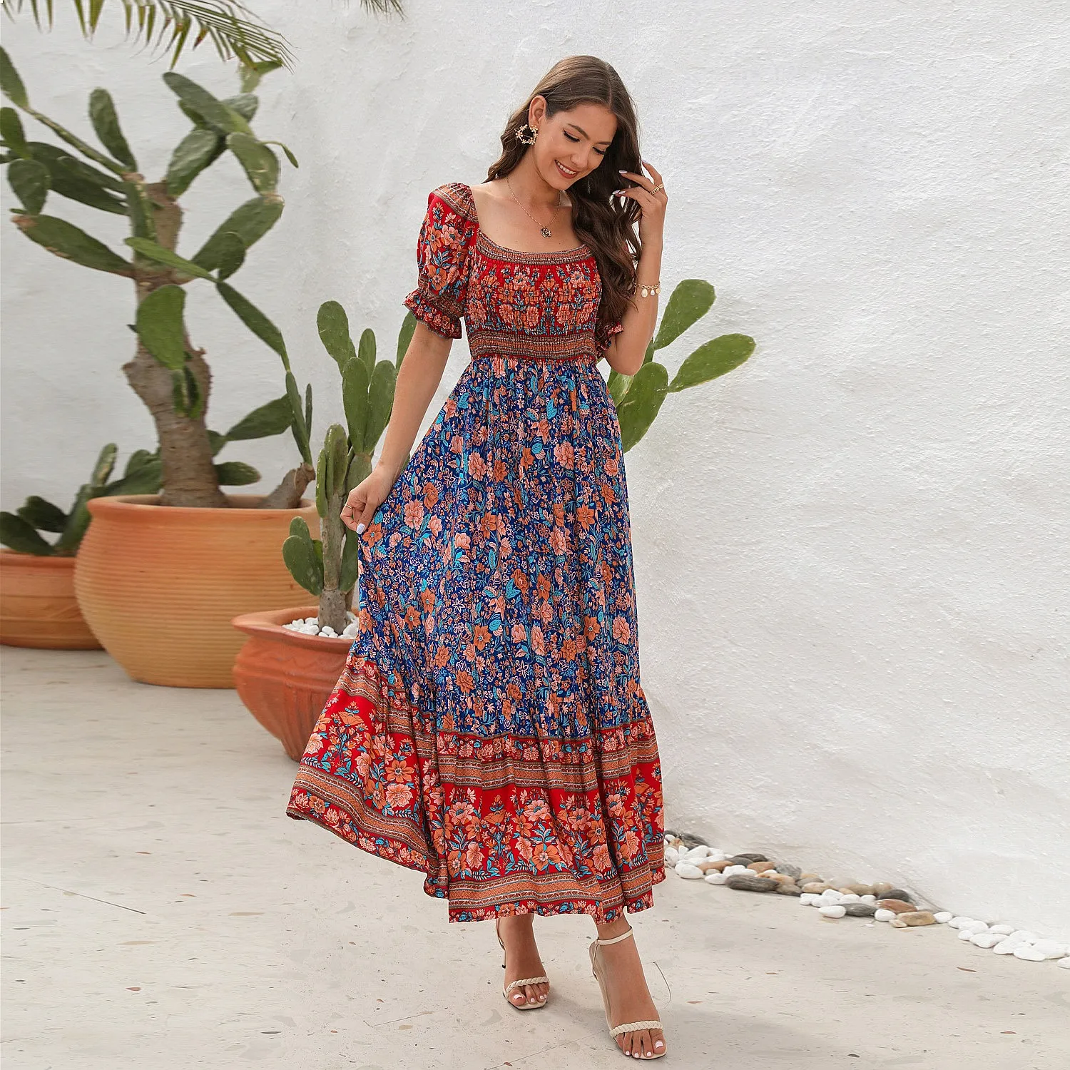Damen Strandkleid, schulterfre – Off Shoulder Puff Sleeve Sundress Bewertung und Preis